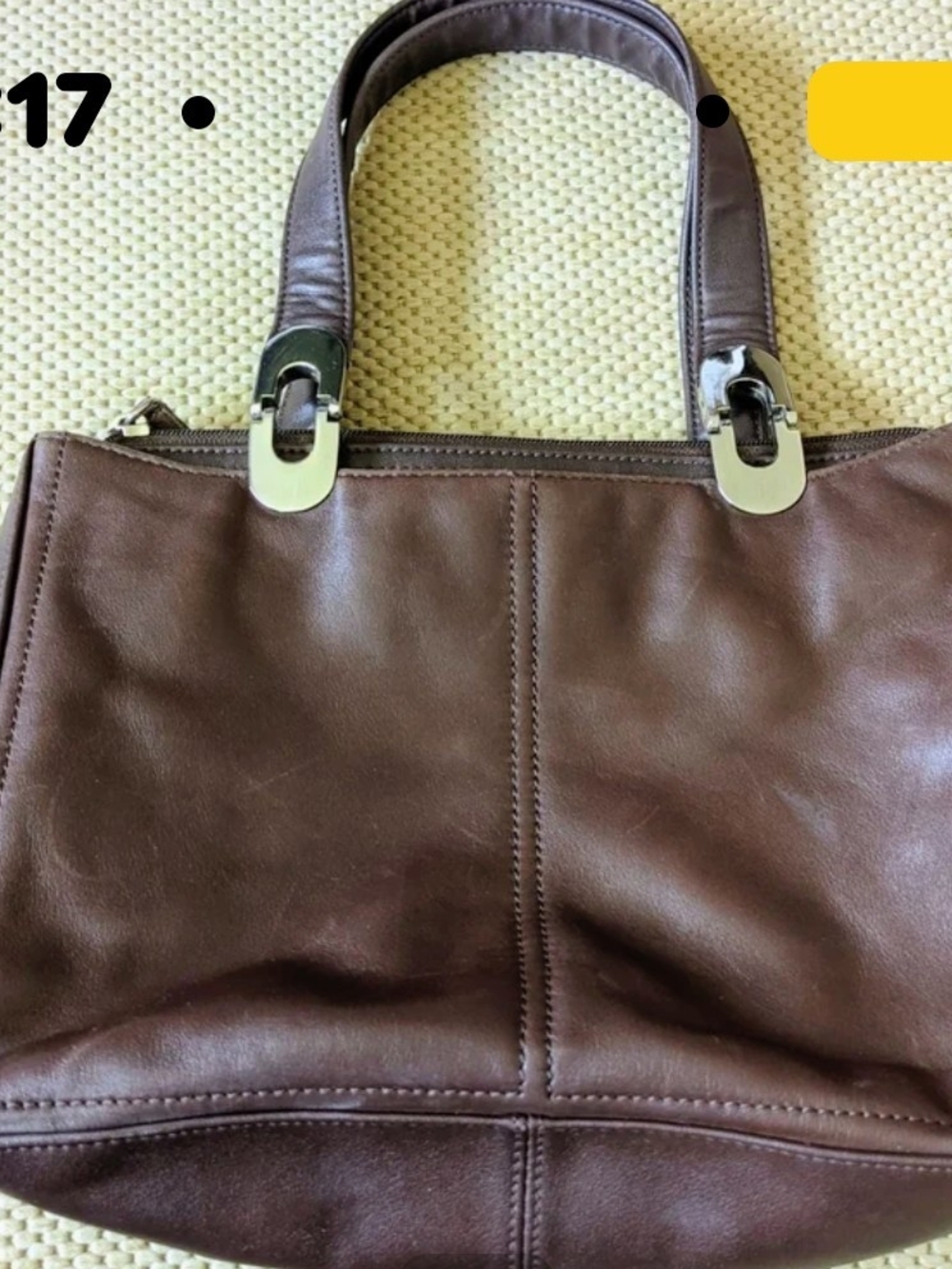 Vintage Liz Claiborne Brown Leather Shoulder Bag with Silver Hardware